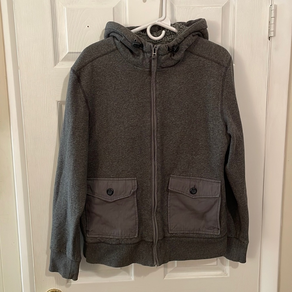 H&M Men’s Size Large Faux Fur Hooded Zip Jacket